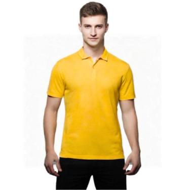 Imagem de Camisa Masculina Gola Polo Piquet Poliéster - Genérico, Amarelo ouro, 