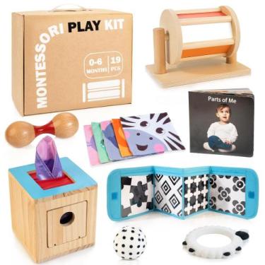 Imagem de Conjunto de brinquedos Montessori WOODMAM para bebês de 0 a 6 meses 9 