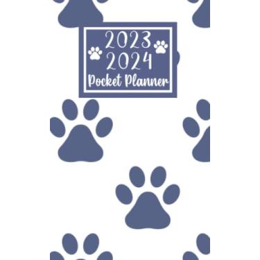 Imagem de 2023 2024 pocket planner For Purse Dog Paws Lovers: 2 year Pocket Calendar January 2023 to December 2024 | 24 Months Monthly Planner & Organizer For ... with Federal Holidays | Cute Dog Paws Pattern