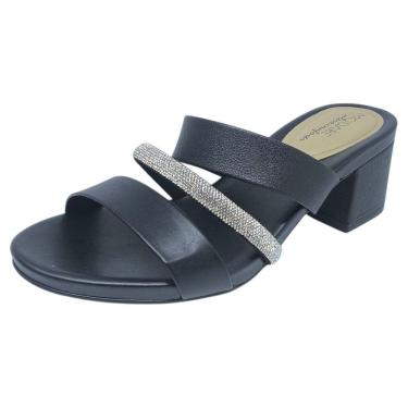 Imagem de Tamanco Feminino Salto Bloco Médio Conforto Strass Modare