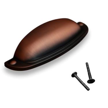 Imagem de Puxador Concha Vintage Pauma 2000, 96mm, Cobre Envelhecido, com Parafusos