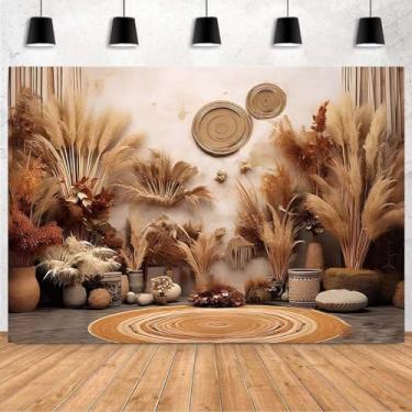 Imagem de Bohemia Dream Catcher cenário fotográfico para crianças recém-nascidas 1º aniversário retrato flores tendas apanhador de sonhos pampas bolo quebra pano de fundo boho chá de bebê (1,5 x 0,9 m)