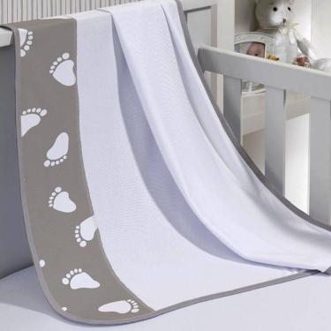 Imagem de Cueiro Simples Tecebem Baby Mia Malha Estampado Kinder 80cmx90cm Cinza