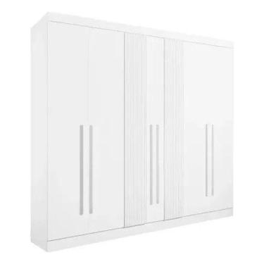 Imagem de Guarda Roupa Casal Da Vinci 6pts Branco Ripado D'doro - D'Doro Móveis,