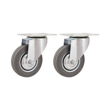 Imagem de Kit 2 un rodízio roda giratório borracha cinza 3" 76mm - VONDER