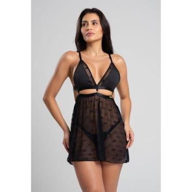 Imagem de Camisola Sensual Juliette Tule Transparente com Calcinha Fio Dental Se