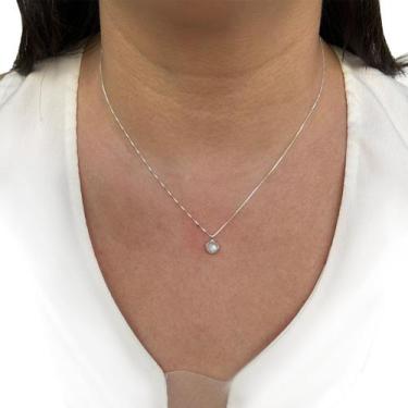 Imagem de Colar Pedra da Lua Redonda Natural Prata 925 Legítima - Minimalística