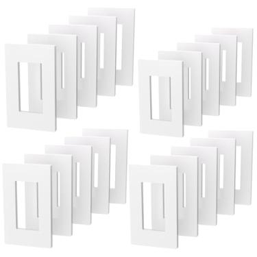 Imagem de HEERJUS Decorator Placa De Parede Sem Parafusos Tampa Interruptor Luz Tomada 1 Via Para Interruptor, Dimmer, Gfci, Usb (Pacote Com 20 Branco)