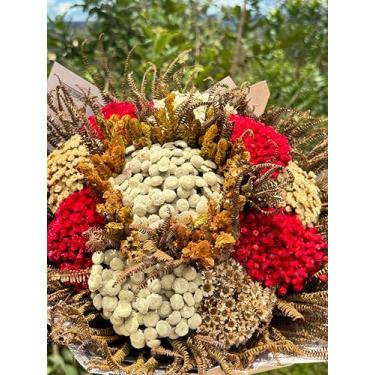 Imagem de Buquê Rústico de Flores Secas Naturais, Mix Dourado e Vermelho, Arranjo Decorativo para Casamentos e Eventos 2