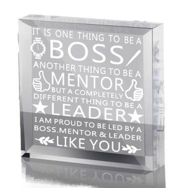 Imagem de Presentes de chefe de acrílico com gravação em acrílico lembranças de escritório decorações de mesa de papel lembranças de Natal para o dia do chefe, homens, mulheres, lembranças de aniversário (relógio)