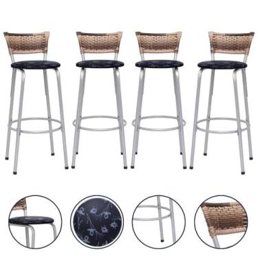 Imagem de Kit 4 Cadeira Banquetas Para Cozinha Americana Banco Balcão Bar Area G