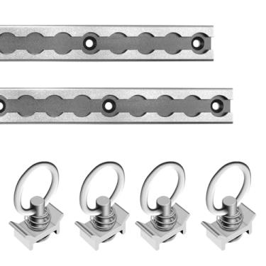 Imagem de SALUINOKI Sistema De Amarração Trilho L-Track 24" Prateado, Caçamba Caminhão Com Conexões Anel Vedação Pino Único, L Alumínio Para Motocicletas E Reboques Prender Quadriciclos