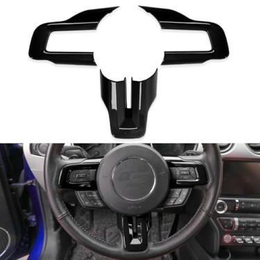 Imagem de YINGTUU para Ford Mustang Acessórios interiores 2015-2023 Acabamento da capa do volante (preto brilhante)