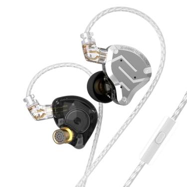 Imagem de KZ ZS10 Pro 4BA 1DD Fone de Ouvido para Jogos com Microfone, Monitor HiFi com Vários Drivers, KZ IEM com Botão Tudo em Um (Preto com Microfone)
