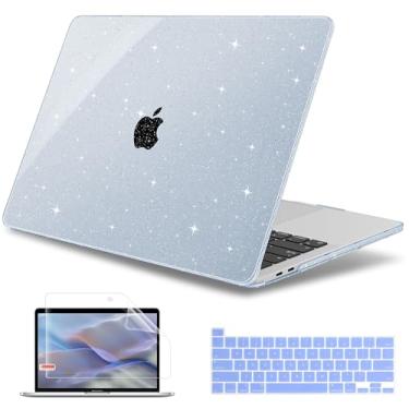Imagem de May Chen Compatível com MacBook Pro 33.0 cm capa 2022 2021 2020 versão modelo A2338 M2 M1 A2251 A2289, capa rígida com capa de teclado para MacBook Pro 13 Touch Bar serve para Touch ID, glitter azul
