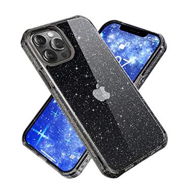 Imagem de MIODIK Capa para iPhone 12, projetada para iPhone 12 Pro, com purpurina de cristal, [não amarela] capa protetora transparente à prova de choque fina para mulheres e meninas (6,1 polegadas) 2020 -