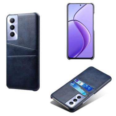 Imagem de Capas Compatível com OPPO Realme C65 4G,tampa protetora de couro falso,design de saco de cartão com 2 fendas de cartão atrás,proteção anti-impressão digital e anti-gota-Blue