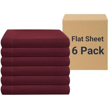 Imagem de ZPECC Apenas lençóis de cima – pacote com 6 lençóis de microfibra macia, itens essenciais de cama com etiqueta codificada por cores para anfitriões de hotéis, motéis, propriedades de aluguel ou Airbnb