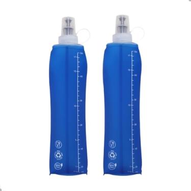 Imagem de 2x Garrafa Dobrável Silicone Squeeze Soft Flash 500ml Corrida Bike Ciclismo Hidratção Reutilizável Livre de Bpa Para Todos Os Esportes Tampa De Proteção Sujeiras Federal's Store (Azul)