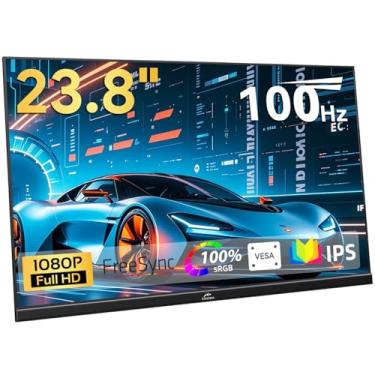 Imagem de Kenowa Monitor portátil de 23,8 polegadas 100Hz IPS FHD 1080P Freesync Gaming Monitor externo com alto-falantes duplos HDMI tipo C suporte ajustável para computador, laptop, Mac