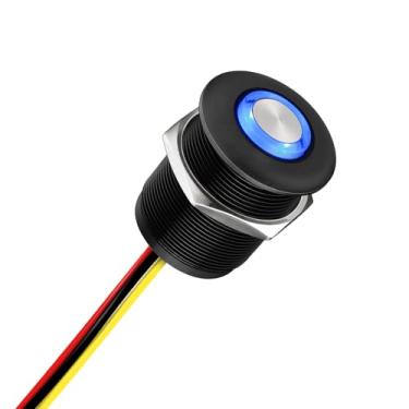 Imagem de acegoo Interruptor Dimmer De 12 Volts Dimerização Pwm Lado Alto, Orifício Montagem 7/8" Com Luz Fundo Azul Para Rv, Barco, Caminhão, Camper, Van, Trailer, Luminária E Fitas Led - Cc V 6 A Alumínio C