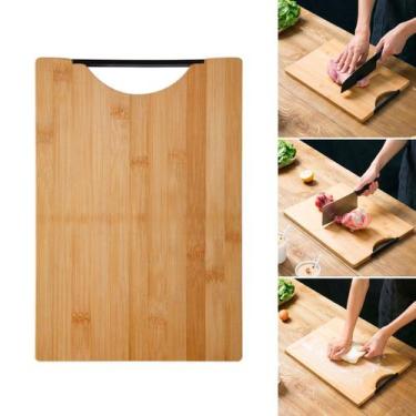 Imagem de Tábua De Corte Bambu C/Alça Cozinha Carne Legumes Frutas - Clink