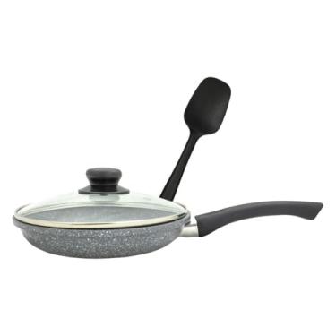 Imagem de Frigideira Antiaderente 24cm Granilite Cinza Indução Wolff + Tampa e Espátula | Cozinhe com Estilo