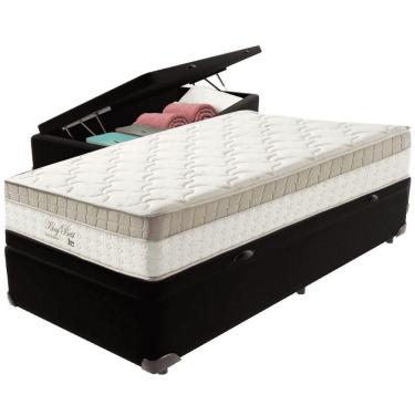 Imagem de Cama Box Baú Preto E Colchão King Best Molas Ensacadas Solteiro 88x188x33 Anjos