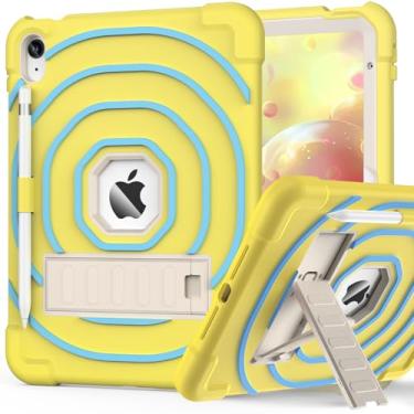 Imagem de Sibeitu Capa para iPad A16, capa resistente para iPad 11/10, amarelo e azul