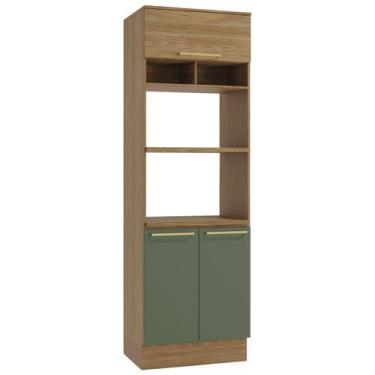 Imagem de Paneleiro Botanic 70 Cm 3 Portas Nogueira/Verde Oliva - Kappesberg