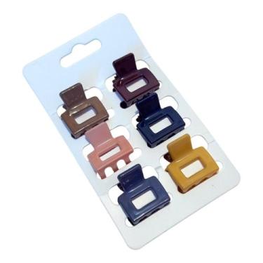 Imagem de Mini Piranha de Cabelo Colorida Quadrada Kit com 6 Unidades - Pistache