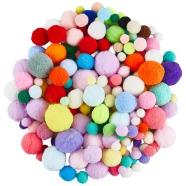 Imagem de CRASPIRE 400 bolas de pompom 5 cores de poliéster felpudo a granel para suprimentos de hobby gatos, faça-você-mesmo, artesanato criativo, artesanato, arte colorida, decorações de festa, brinquedo de