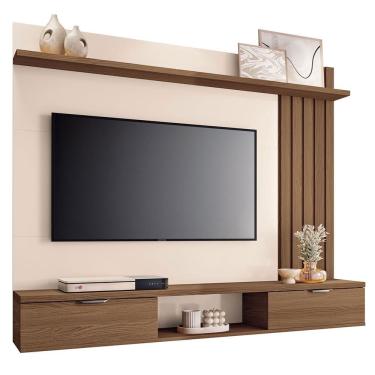Imagem de Home Suspenso Lets 1.6 Castanho-off White Para Tv Até 55? - Hb Móveis Castanho-off White