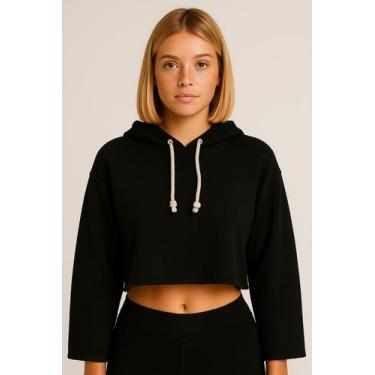 Imagem de Moletom cropped manga longa inverno - VERSICULO XXI, Preto
