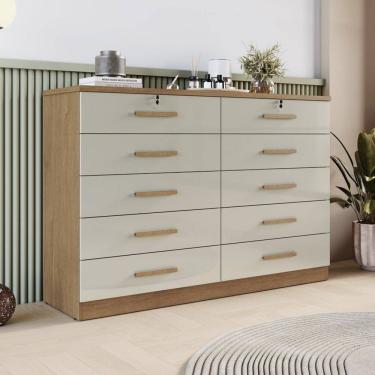 Imagem de Cômoda para Quarto 10 Gavetas Genova Cumaru / Cinza