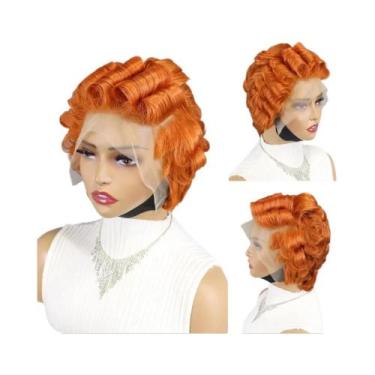 Imagem de Peruca Curta Pixie Cacheada De Cabelo Humano 13x4 Com Renda Frontal  3