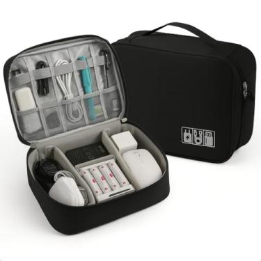 Imagem de Tubarão Stores Bolsa Organizadora Estojo Para Cabos E Acessórios Eletrônicos Necessaire Portátil Organize seus Cabos, Fones e Carregador.