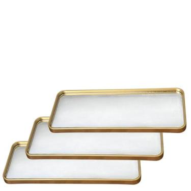 Imagem de Bandeja Decorativa Espelhada Lavabo Difusor Banheiro 30 cm Aparador Organizador de Objetos Sala (3, Dourada)