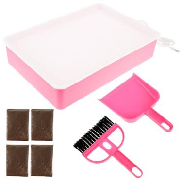 Imagem de ZLHETWT Mesa de luz de areia, mesa de arte de luz de areia, caixa de luz de areia, luz de pintura de areia DIY, mesa de luz de areia divertida, mesa de arte com mini vassoura de areia e pá de lixo