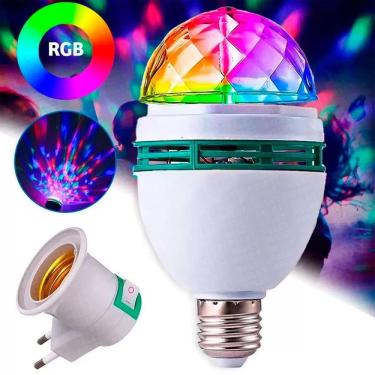 Imagem de Lâmpada Globo De Luz Giratória Led Jogo Balada Tomada Fest