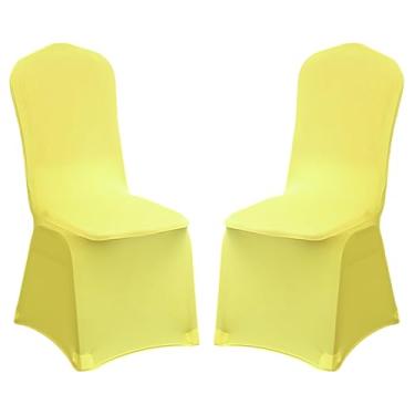 Imagem de Pacote com 2 capas de cadeira dobráveis de elastano elástico, capas removíveis para cadeiras, protetores universais, com bolso elástico para os pés, para festa de casamento, banquete, celebração