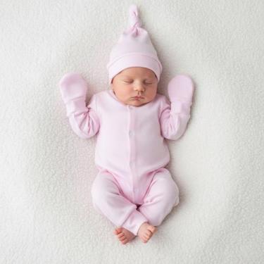 Imagem de Macacão Ribana Bebê Confortável Estiloso Macacacaquinho Delicado Rosa 