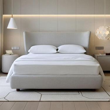 Imagem de Cama Japonesa com Cabeceira Corea Seo Queen Linho Cinza Clarinho - Sal