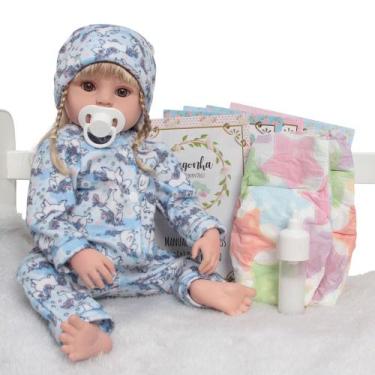 Imagem de Boneca Bebê Reborn Com Acessórios Corpo de Silicone 46cm - Cegonha Reb