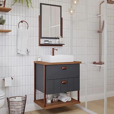 Imagem de Gabinete de Banheiro 2 Gavetas 61 cm com Cuba e Espelheira - Rainha do