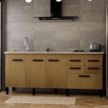 Imagem de Gabinete de Cozinha 5 Gavetas 3 Portas 174cm Grande 100% Mdf - Rainha 