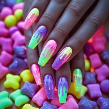 Imagem de Adesivos de arte para unhas 3D Relief Sweet Rainbow Magic Fruit Juice 