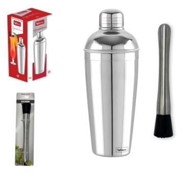 Imagem de Kit Bar Coqueteleira Inox 750ml com Macerador Socador Drinks Mojito Coquetel Profissional