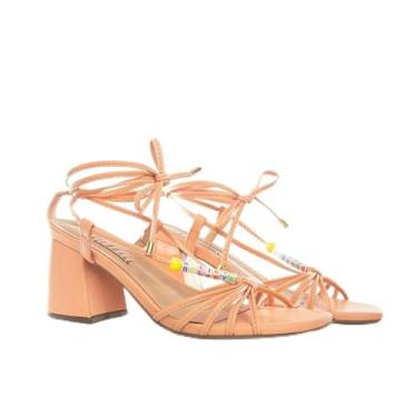 Imagem de Sandália Napa Glendale Soft Salto Bloco Cor:Bege;Tamanho:34;Gênero:Feminino;Material:Sintético