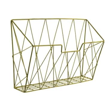 Imagem de KiBcsLic Porta-revistas de parede, porta-arquivos, decoração, metal, organizador de correspondência versátil, porta-jornais para cartas, folhetos, envelopes, Ouro